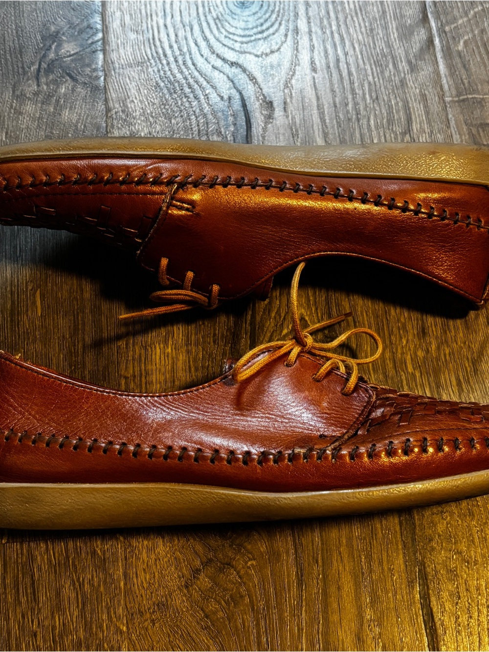 Dexter Brown Woven Leather Slip-On Loafers with Laces - Picture 7 of 9